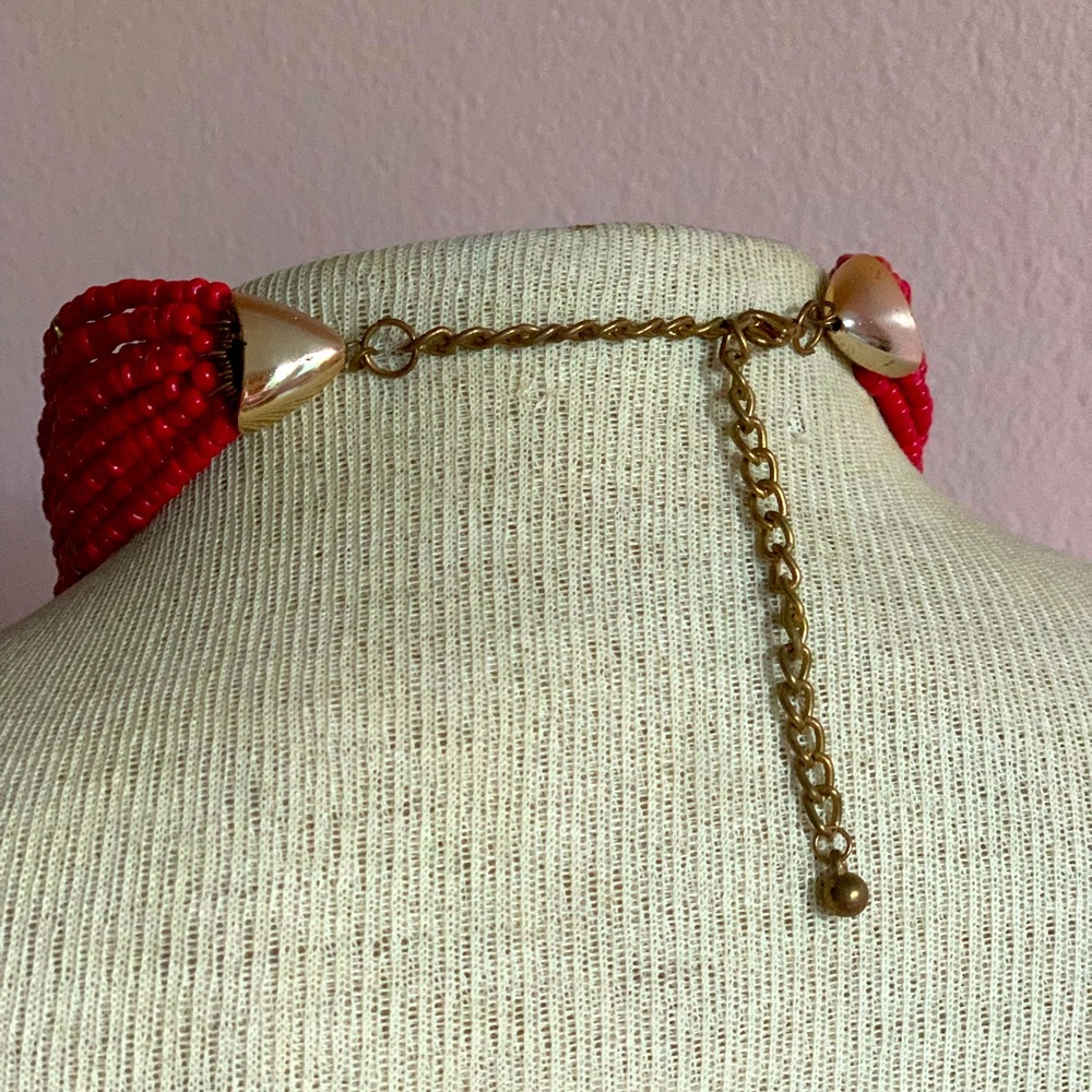 Handmade Beaded Choker with Gold Accents - Picture 3 of 3
